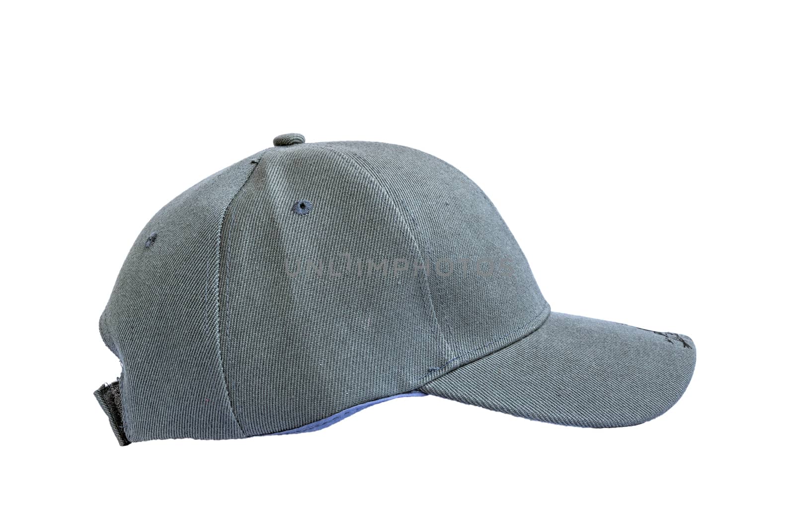 Closeup of the fashion gray cap isolated on white background.