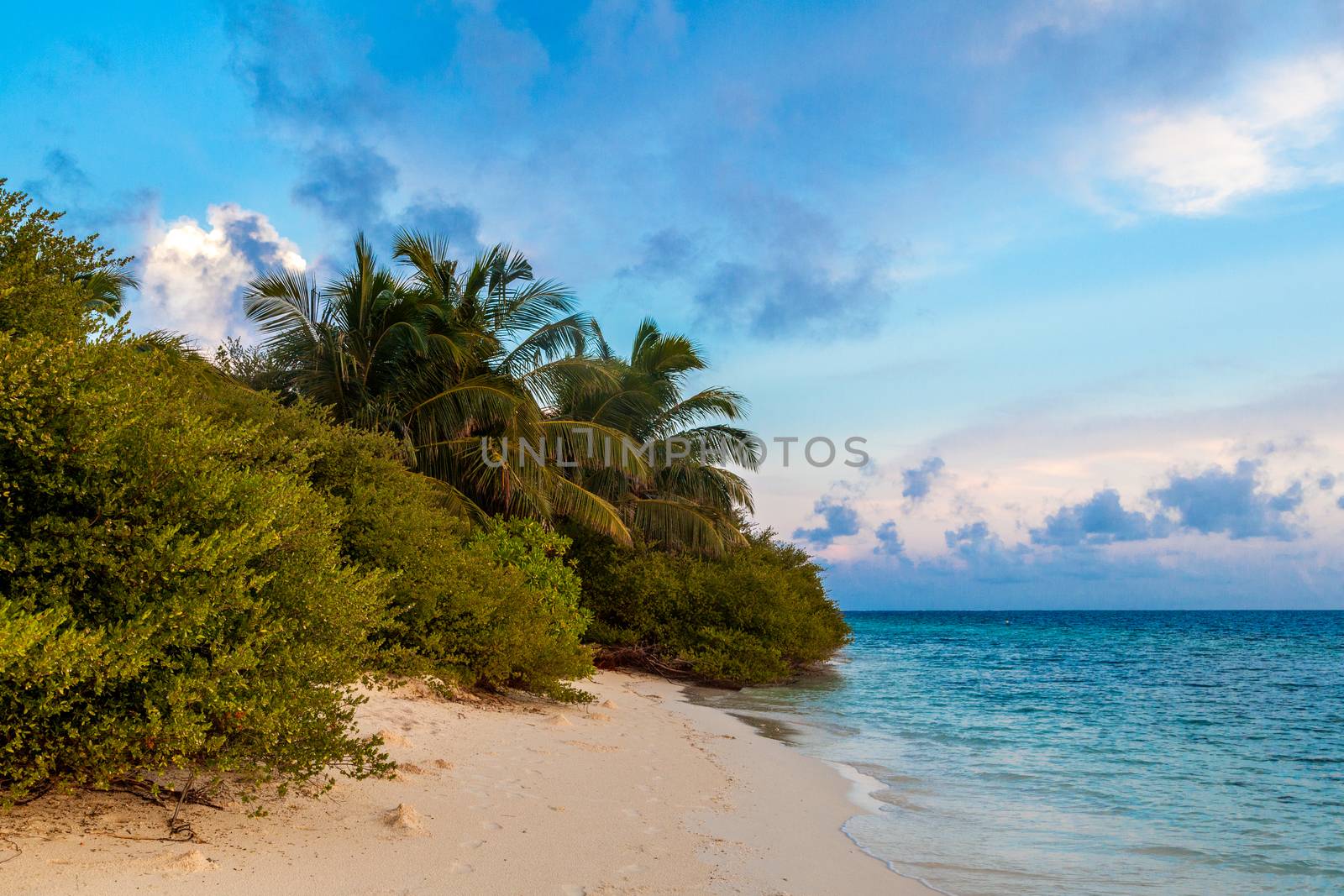Sunrise on the beach on an island in the ocean