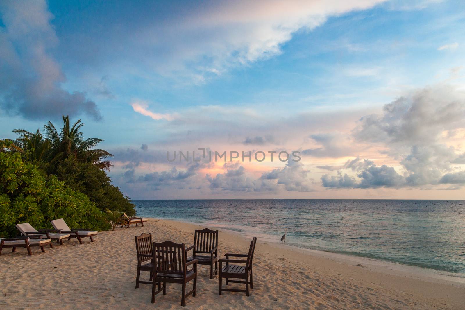 Sunrise on the beach on an island in the ocean