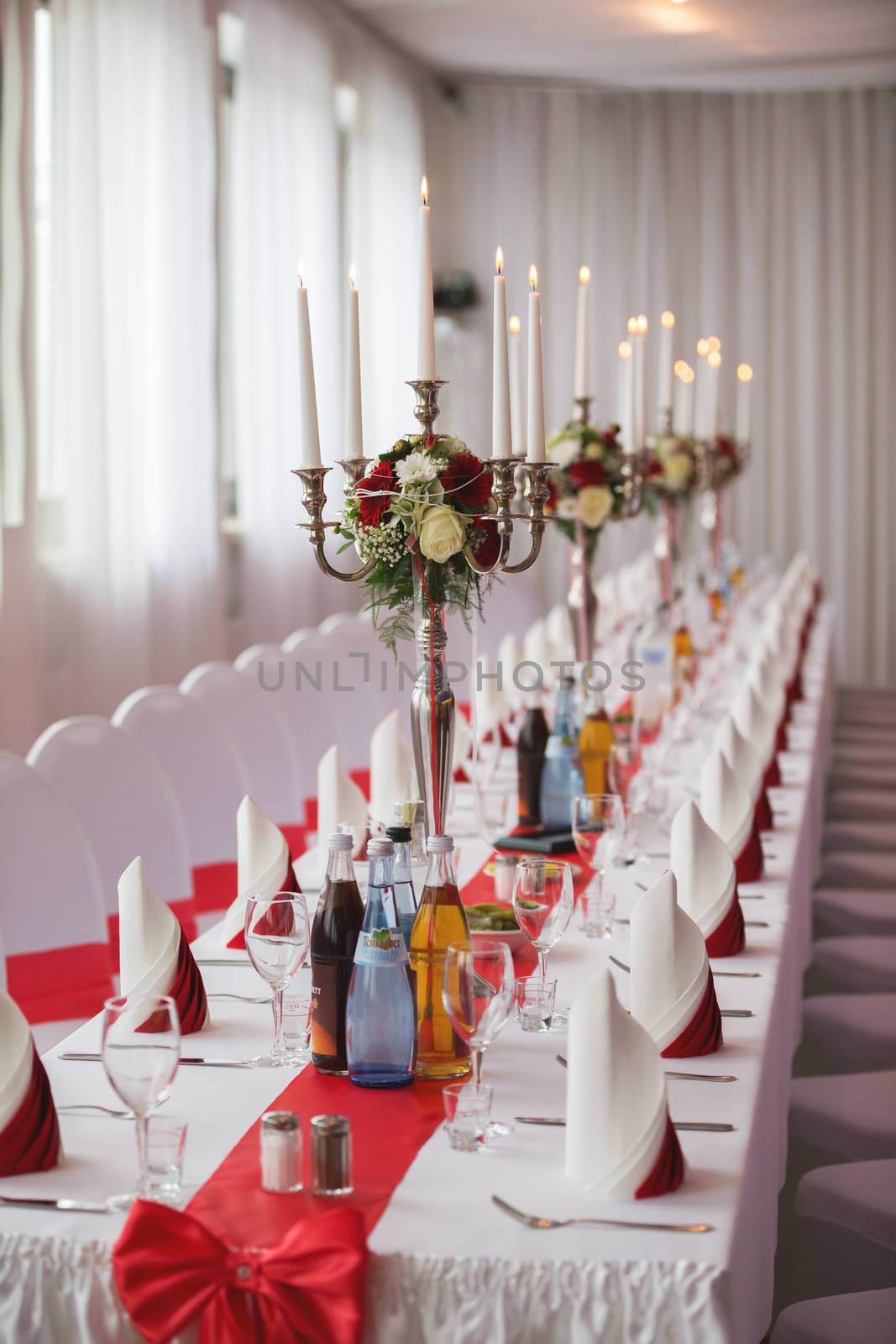 A decoration of a hall for a wedding