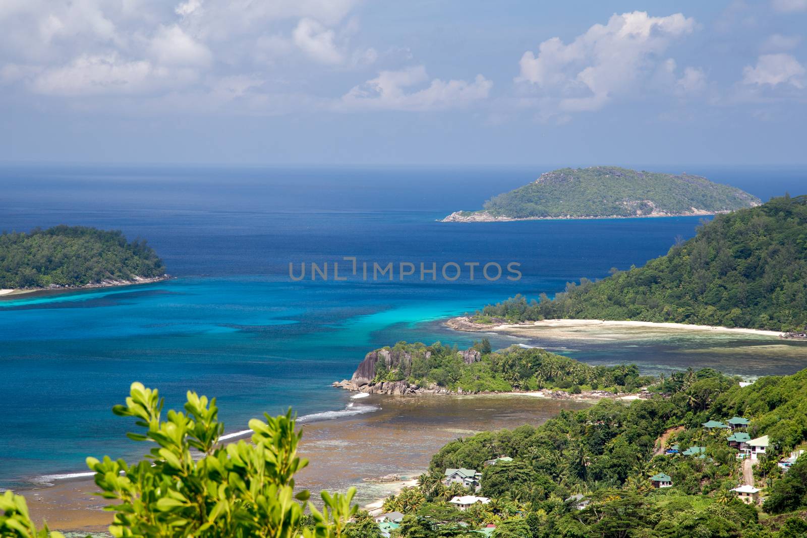 View to another islands in the Indian ocean with a lot of green plants