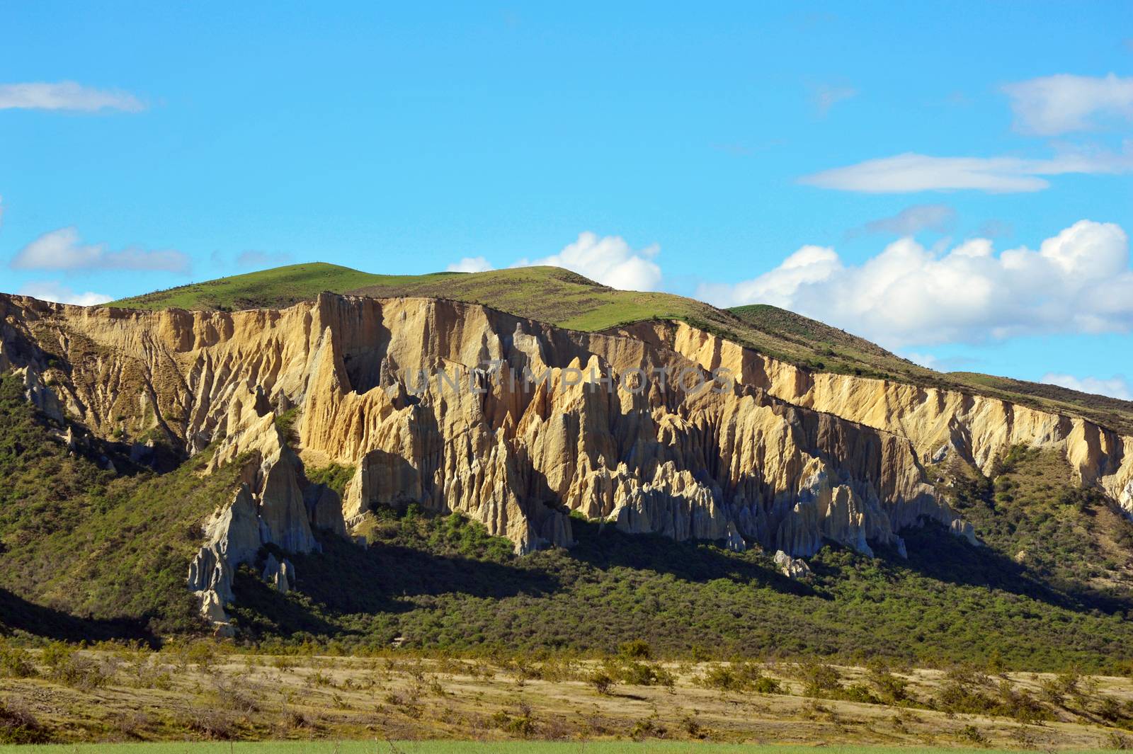 Beautiful teeth-like Clay cliffs of Omarama could be found on the South Island of New Zealand 