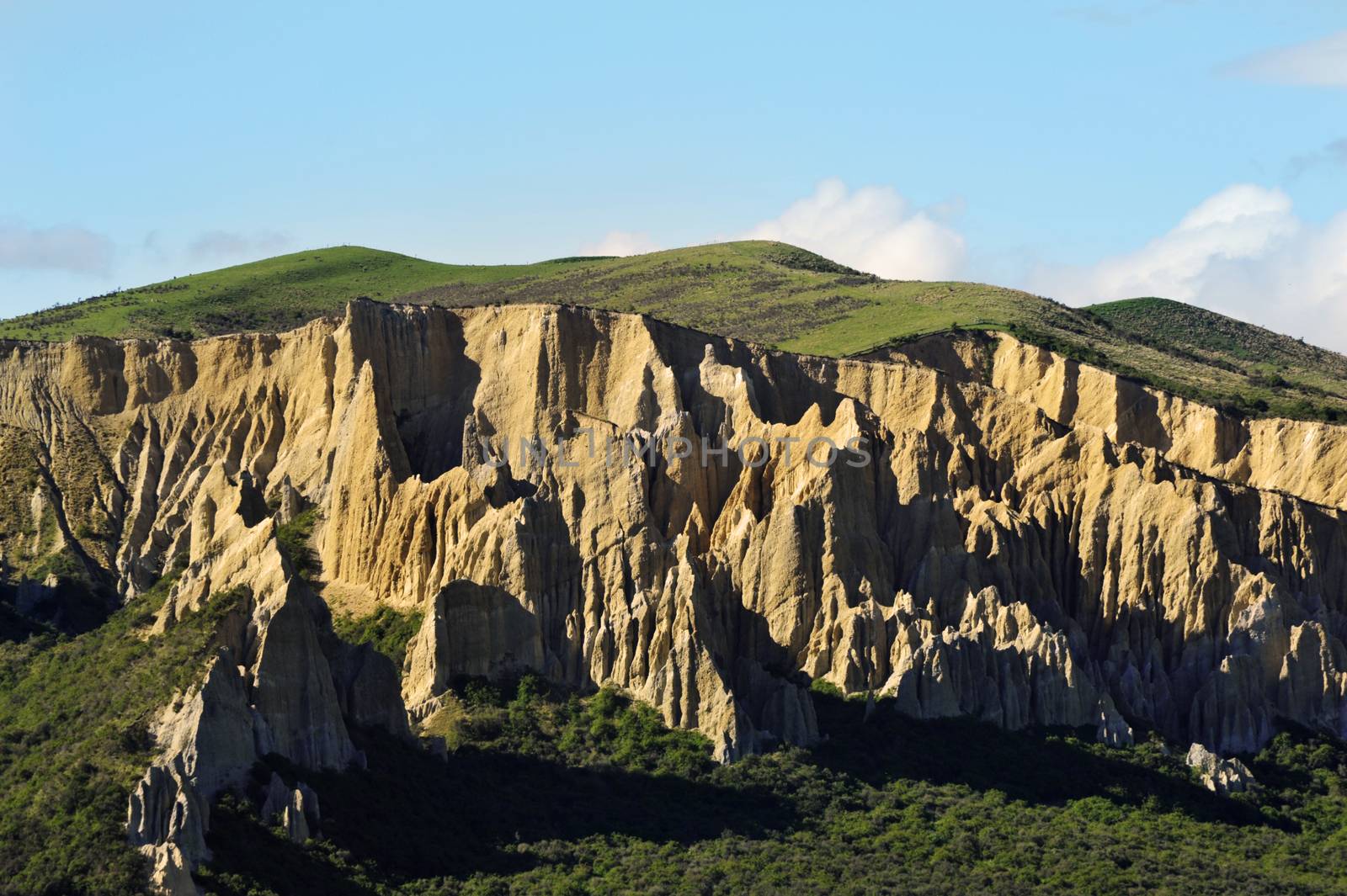 Beautiful teeth-like Clay cliffs of Omarama could be found on the South Island of New Zealand 
