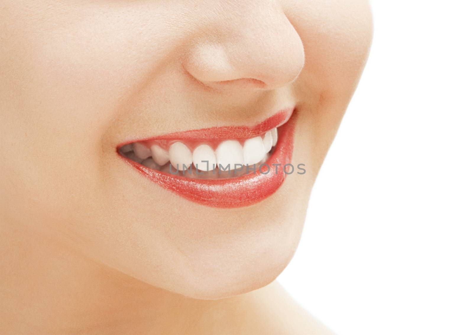 Perfect smile and healthy white natural teeth, happy smiling for by Anneleven