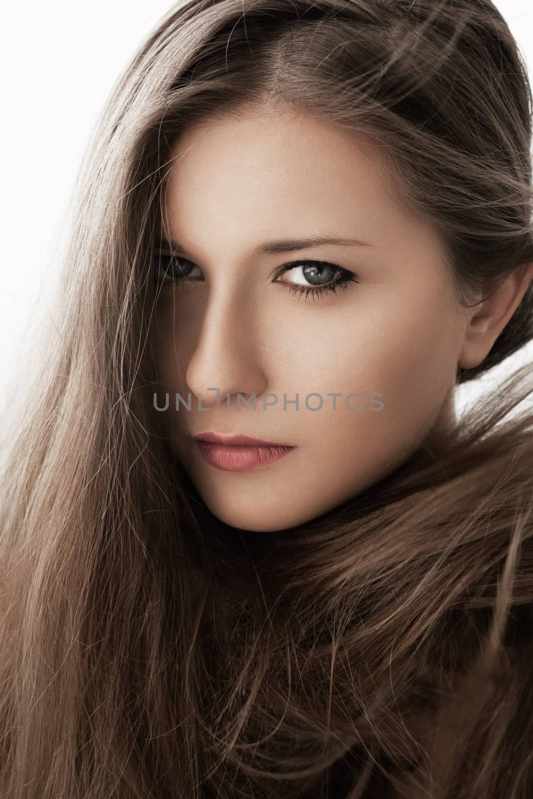 Elegant beauty portrait of a woman with classy makeup look and p by Anneleven