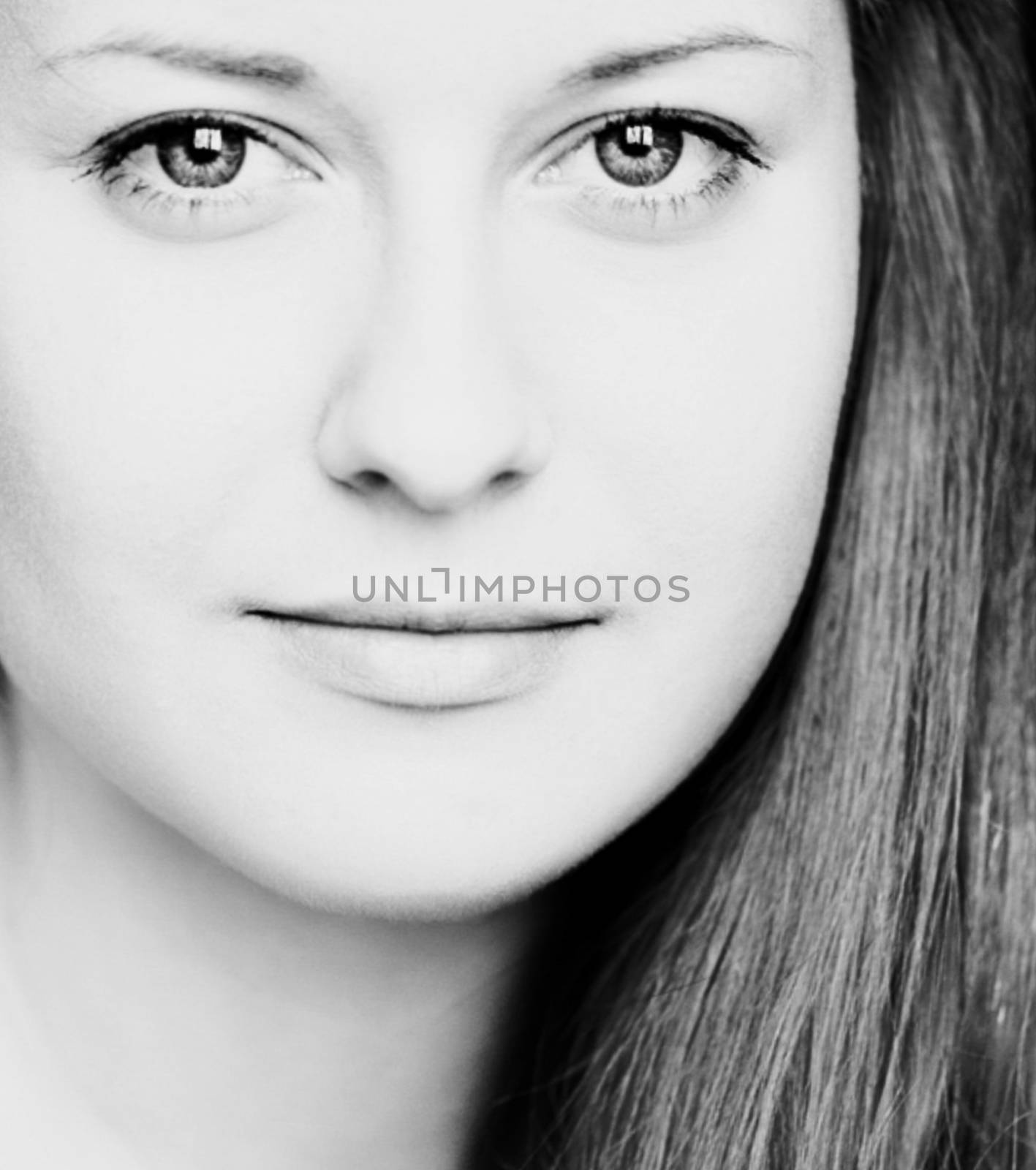 Attractive woman as closeup beauty face portrait, young girl wit by Anneleven