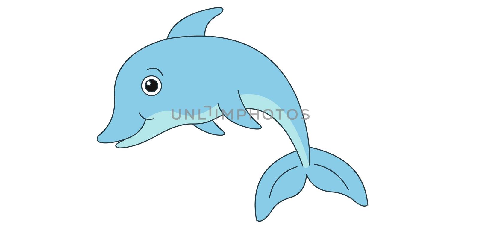 happy dolphin cartoon. Cartoon funny of playful dolphin vector icon for web design isolated on white background