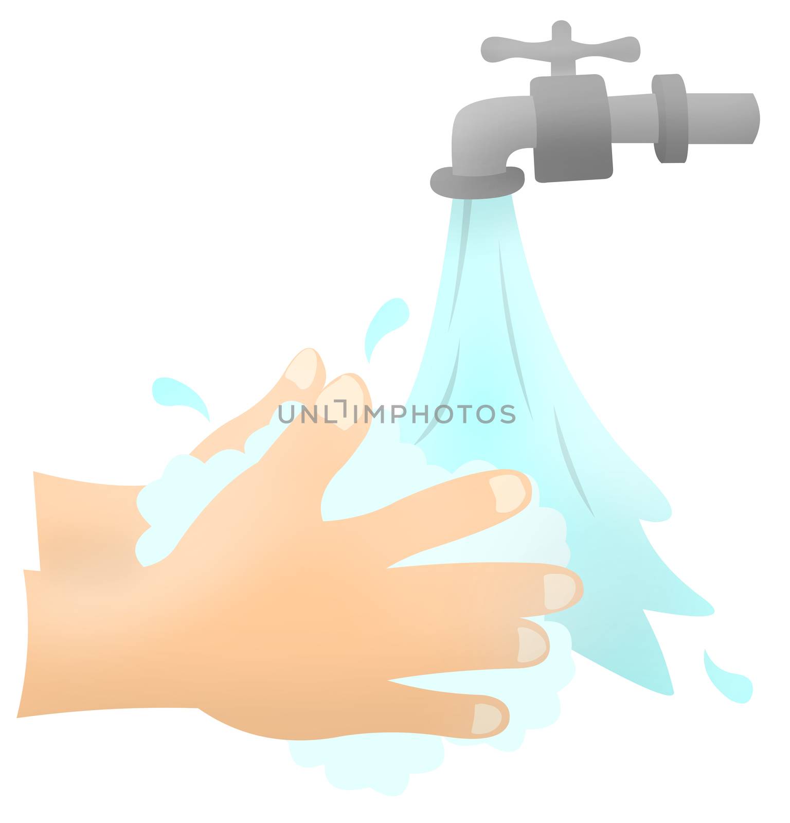 washing hands cartoon high quality. Wash hand concept 2d illustration. A man or woman washing hands under faucet with soap and water. corona virus protection healthcare in flat design. by Andreajk3