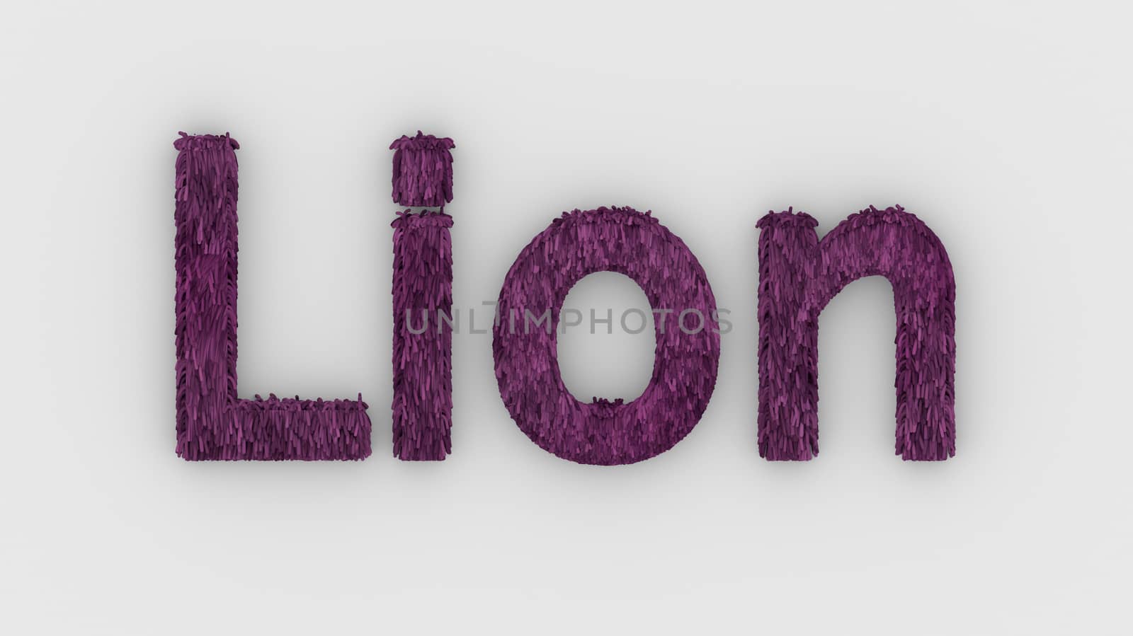 Lion - 3d word pink on white background. render furry letters. design template. African lion and night in Africa. African savannah landscape, king of animals. by Andreajk3