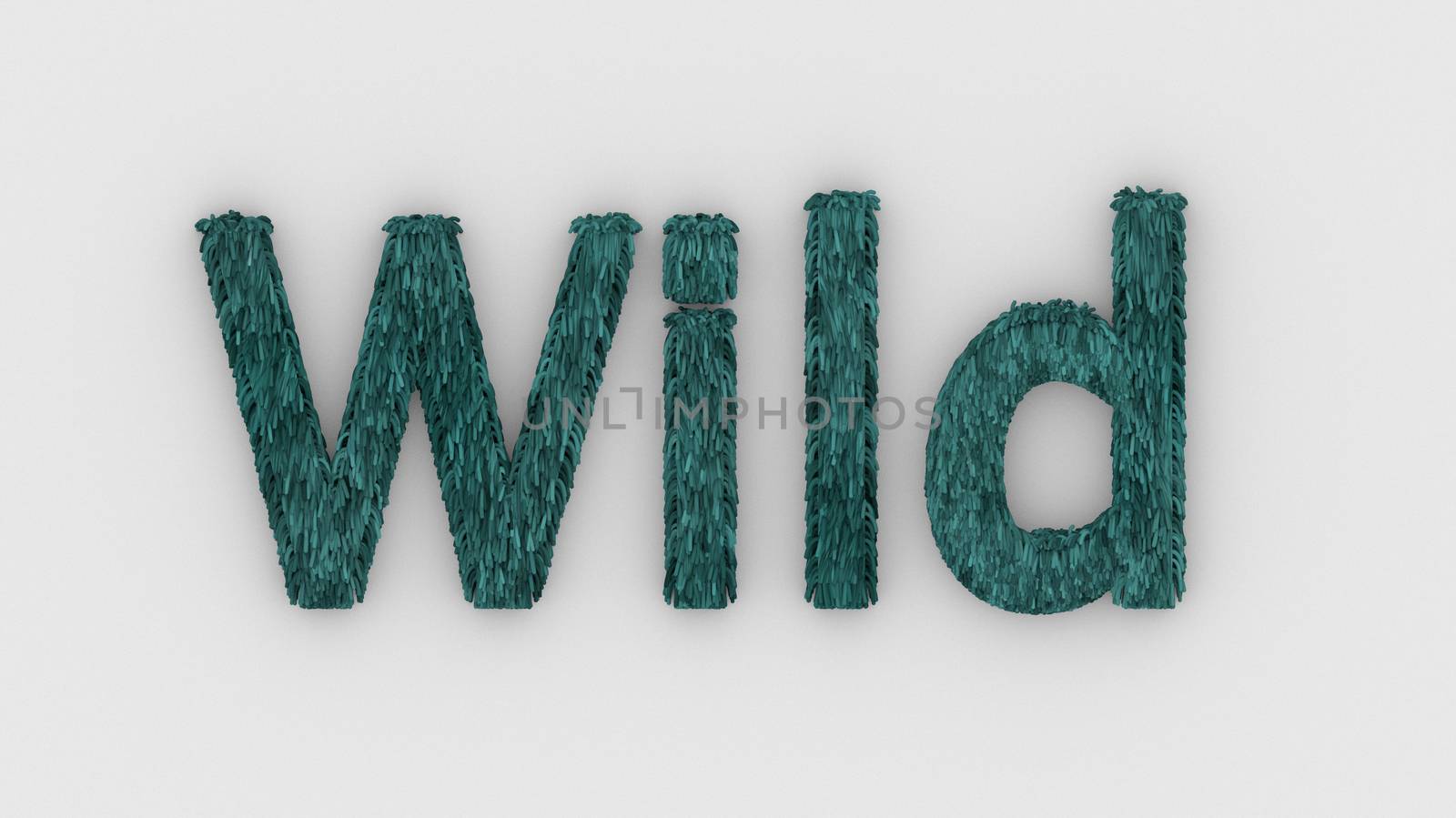 Wild - 3d word azure on white background. render furry letters. hair. wilds fur. emblem logo design template. wild animals, feeling and relationships. beasts of nature by Andreajk3