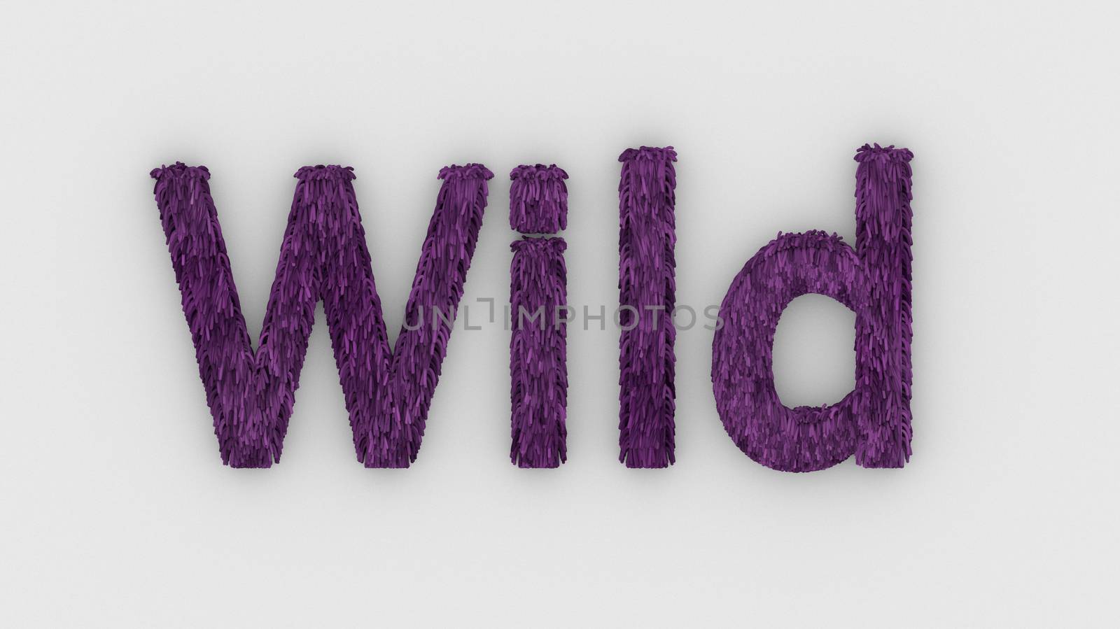 Wild - 3d word purple on white background. render furry letters. hair. wilds fur. emblem logo design template. wild animals, feeling and relationships. beasts of nature by Andreajk3