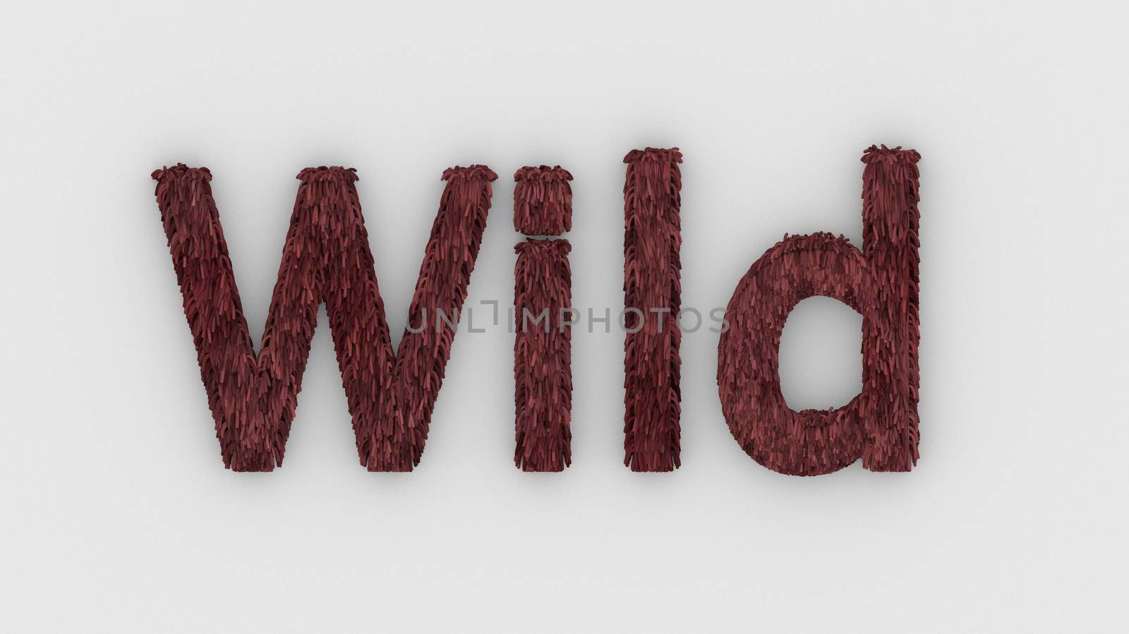 Wild - 3d word red on white background. render furry letters. hair. wilds fur. emblem logo design template. wild animals, feeling and relationships. beasts of nature by Andreajk3