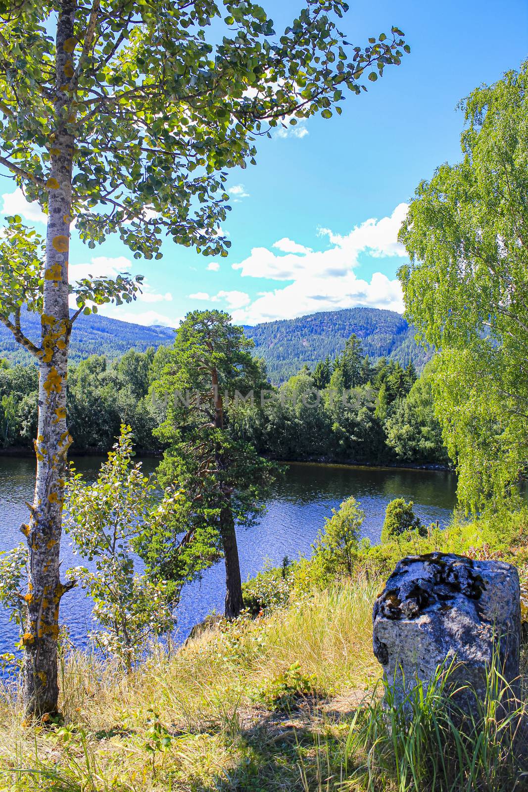 Beautiful mountain and seascape in Norway. Fjords, rivers, forests and nature.