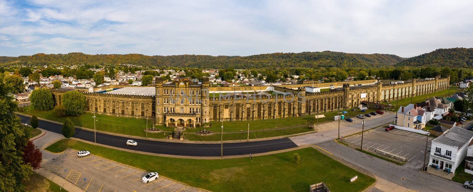 Aerial panorama of West Virginia State Penitentiary in Moundsville West Virginia by steheap