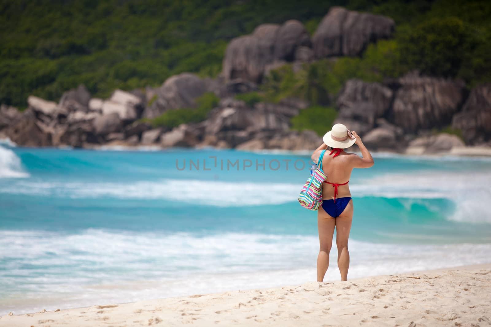 One beach on the Seychelles with big stones