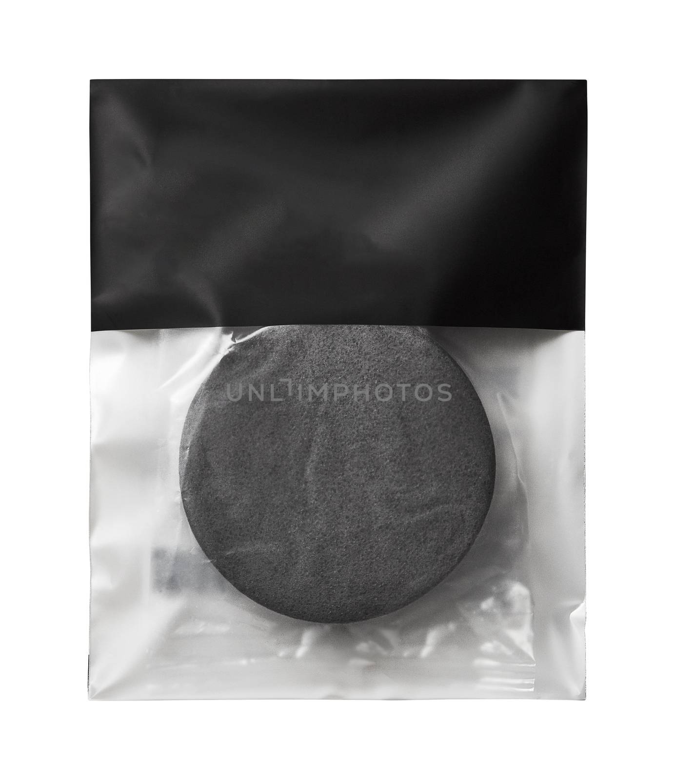 Cosmetic powder puff isolated on white background by uphotopia