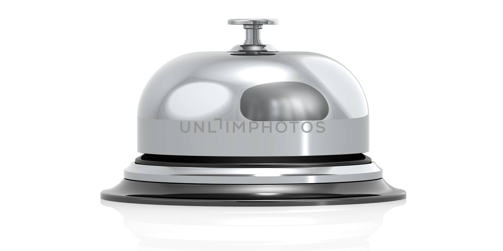 Silver bell isolated in white background, 3D rendering