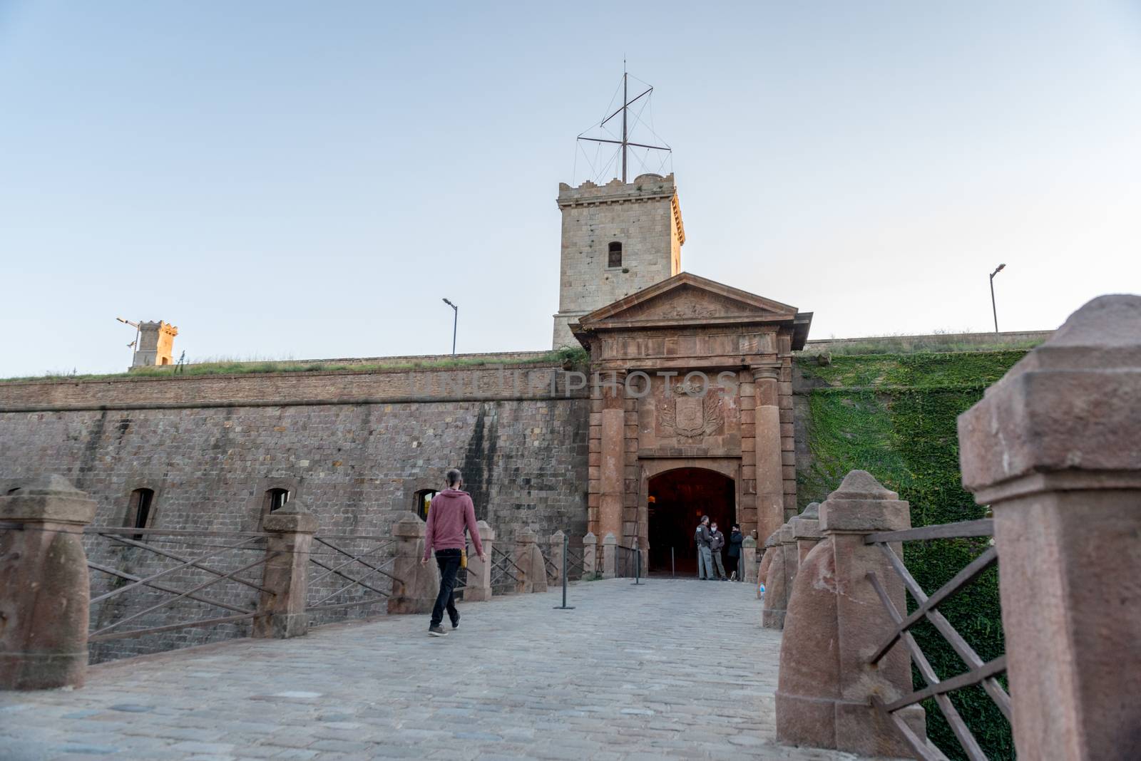 Barcelona , Spain : September 26 , 2020 : Montjuic Castle is an old military fortress, with roots dating back to 1640, built on top of Montjuïc hill in Barcelona