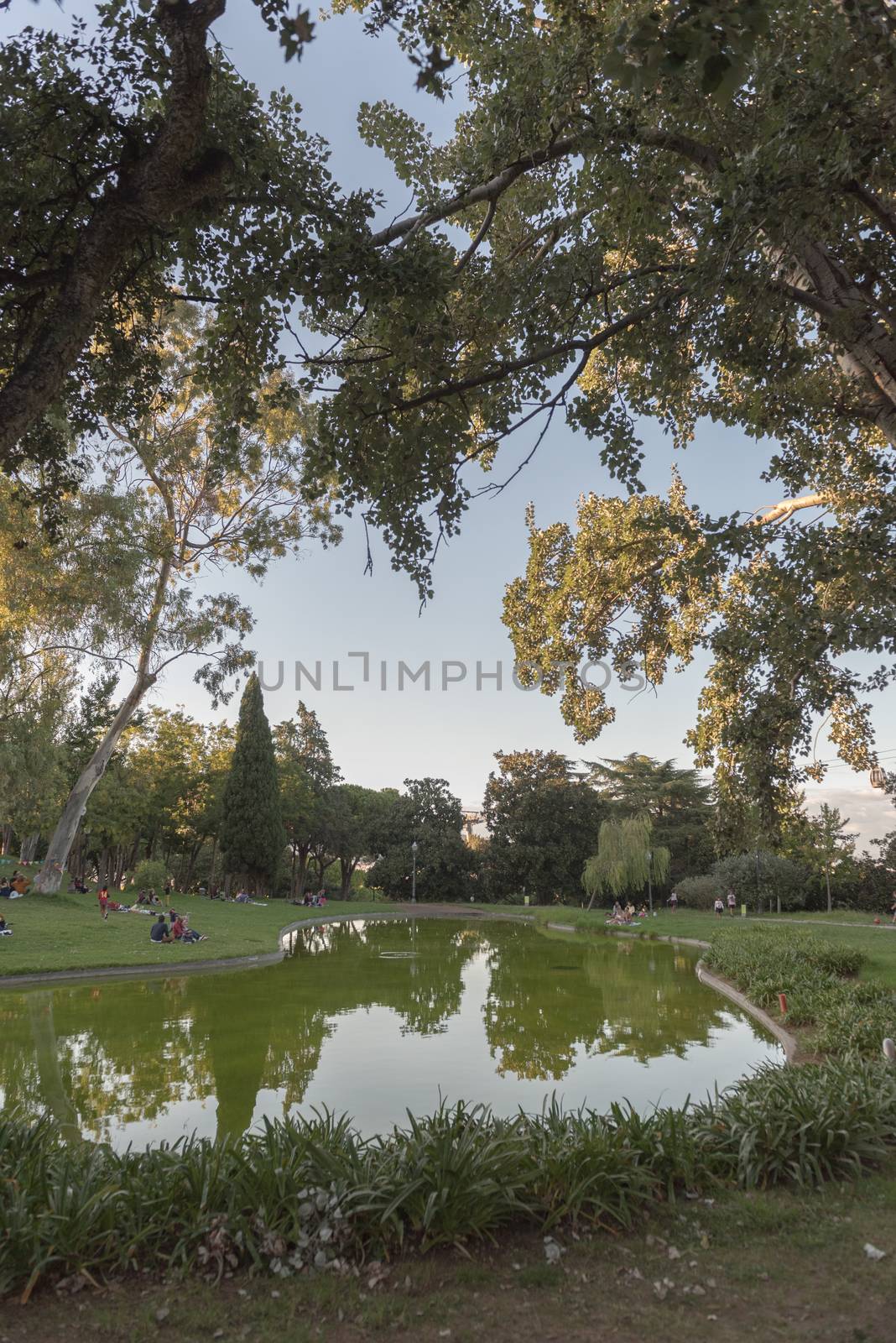 Barcelona, Spain : 2020 September 26 : Peope in the Mossen Cinto Verdaguer Gardens in Montjuic in Barcelona on Summer 2020.