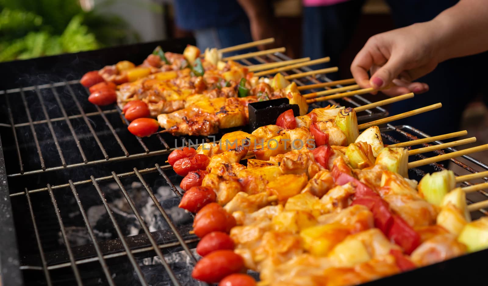 closeup of barbecue on grill