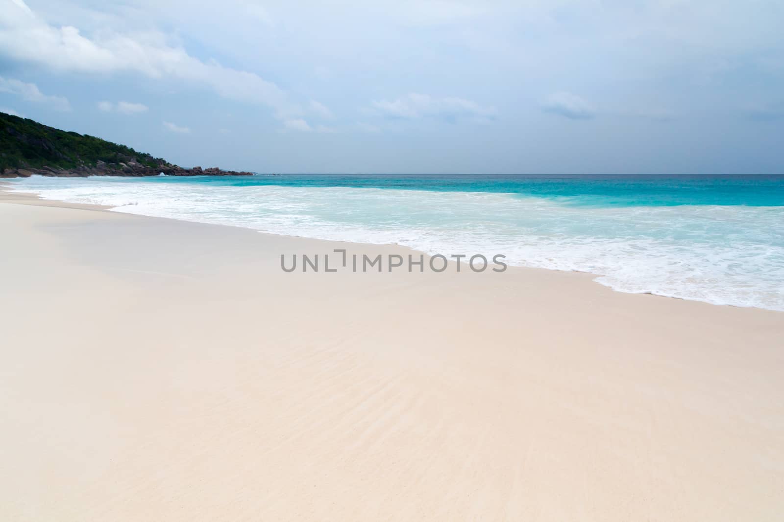 White sand beach on the Seychelles islands