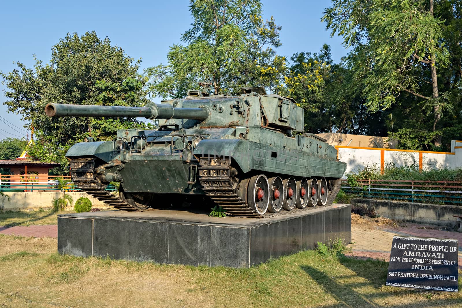 Amravati,Maharashtra,India-November 1st,2016: Old, decommissioned T72 patten tank on display.