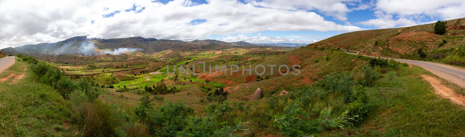 The Landscape shots of green fields and landscapes on the island of Madagascar