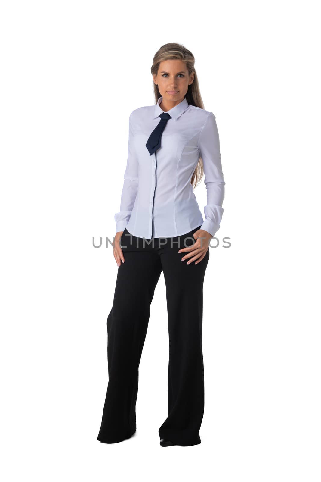 Business woman portrait on white by ALotOfPeople