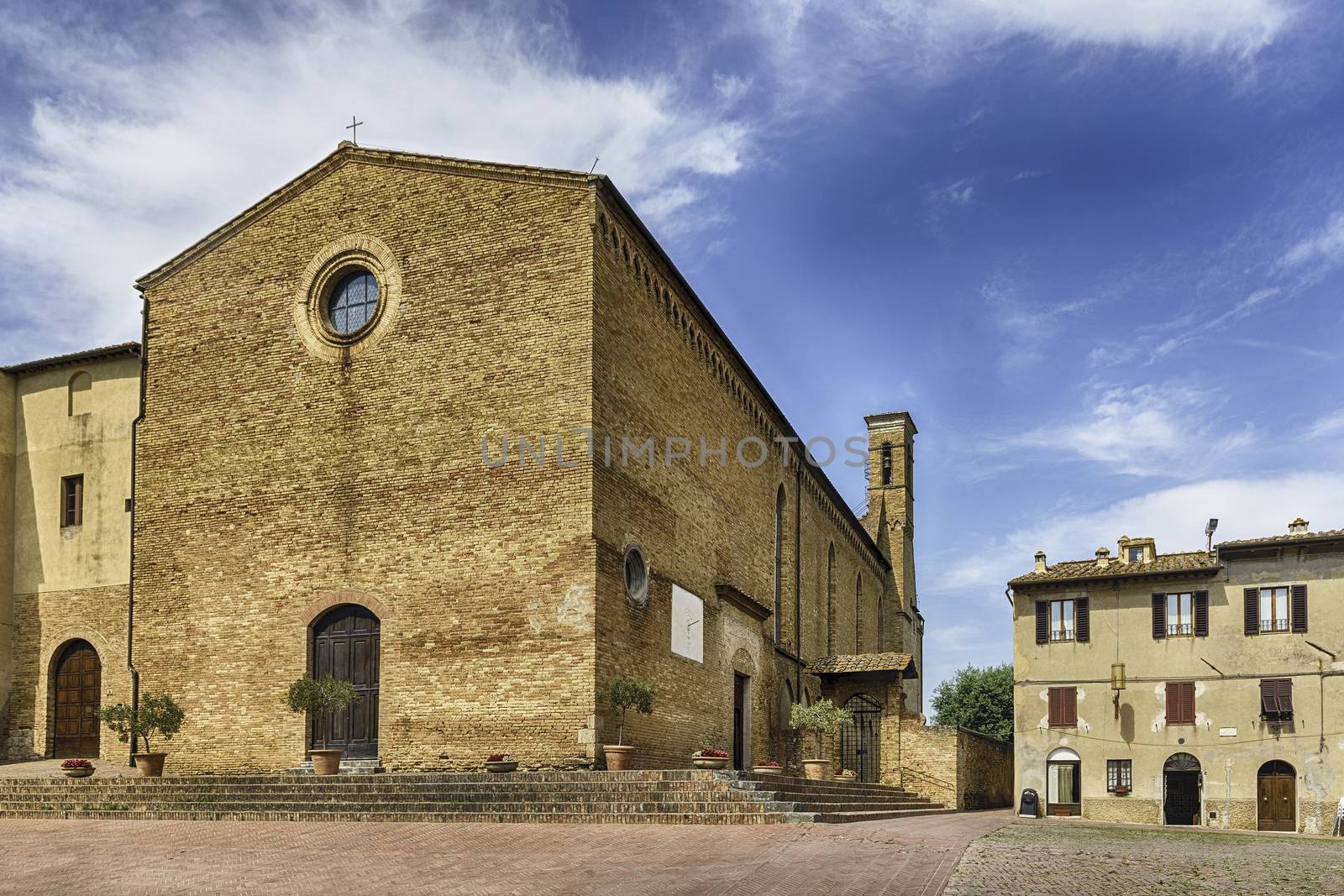 Church of Sant'Agostino, landmark in the medieval town of San Gimignano, Tuscany, Italy