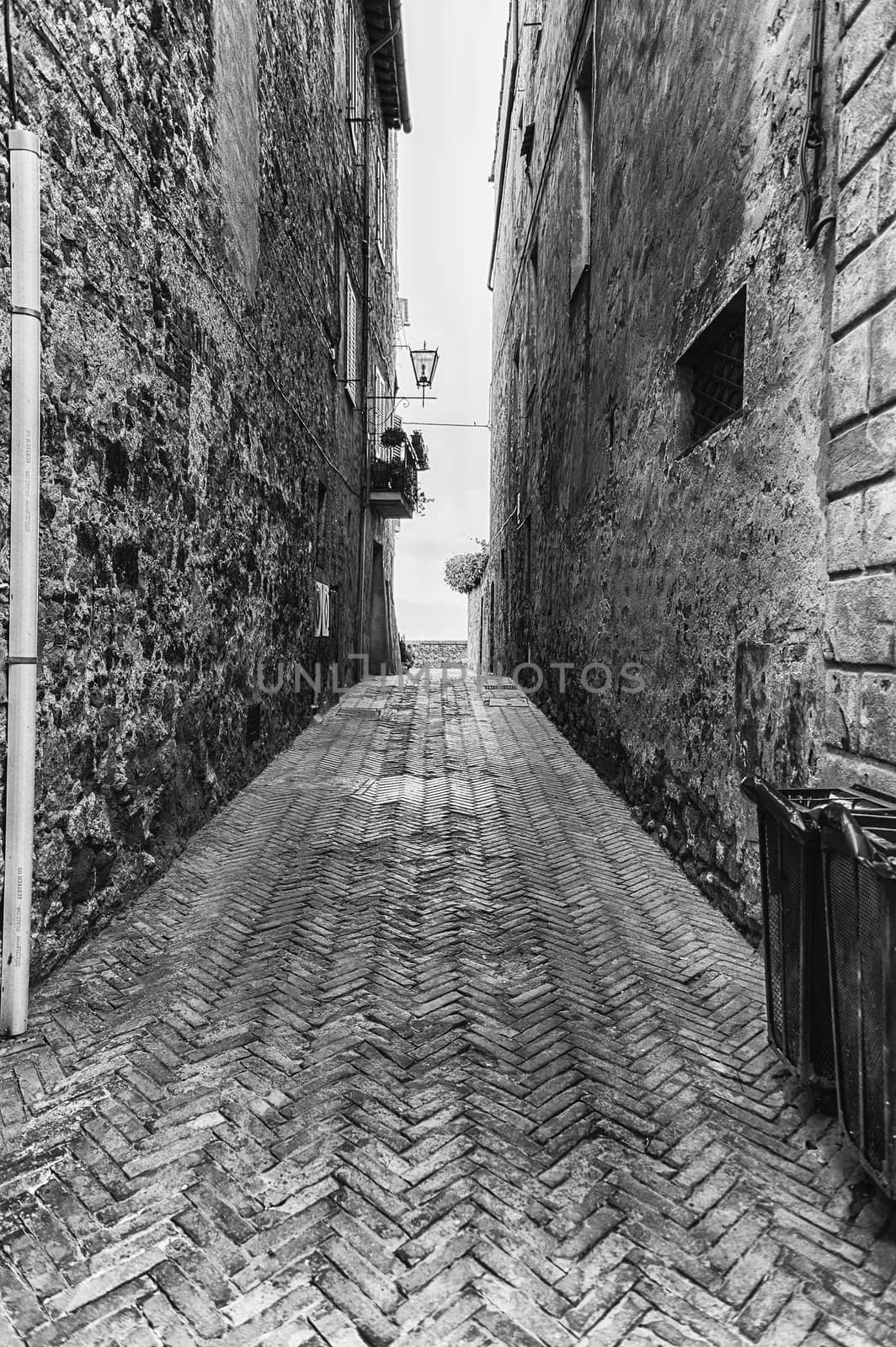 Medieval scenic streets in the town of Pienza, province of Siena, Tuscany, Italy