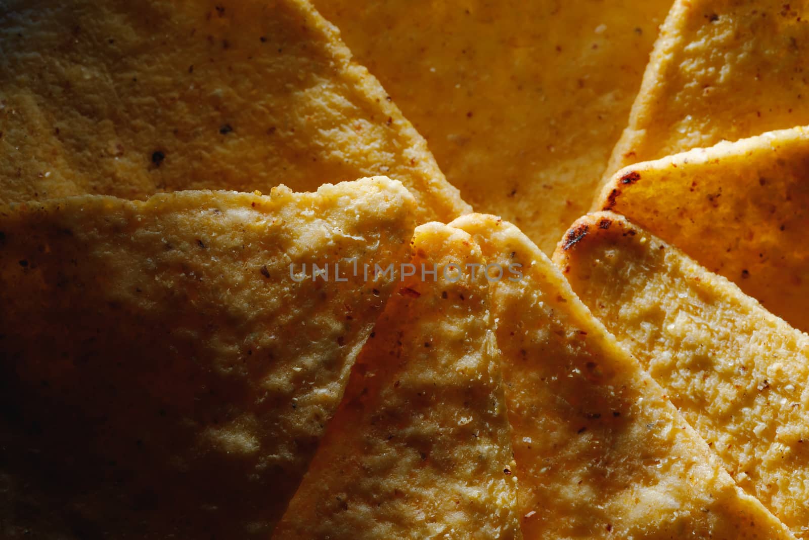 mexican nachos tortilla chips, close-up view by nikkytok