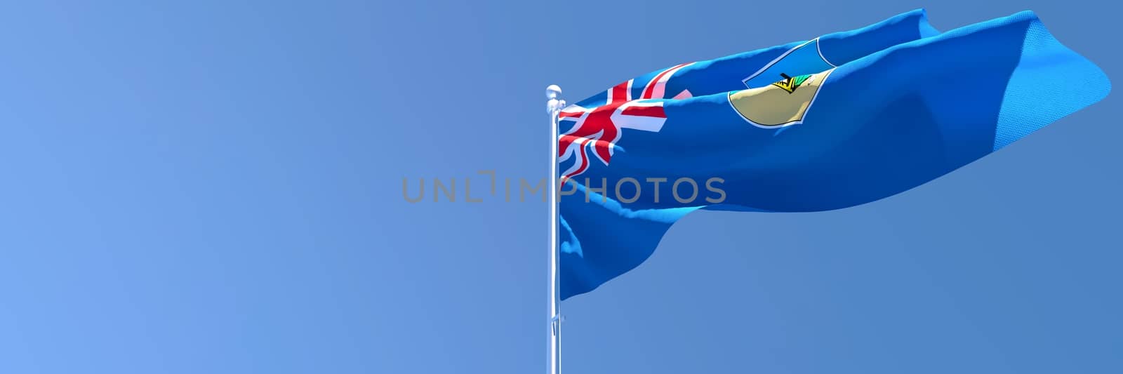 3D rendering of the national flag of Montserrat waving in the wind by butenkow