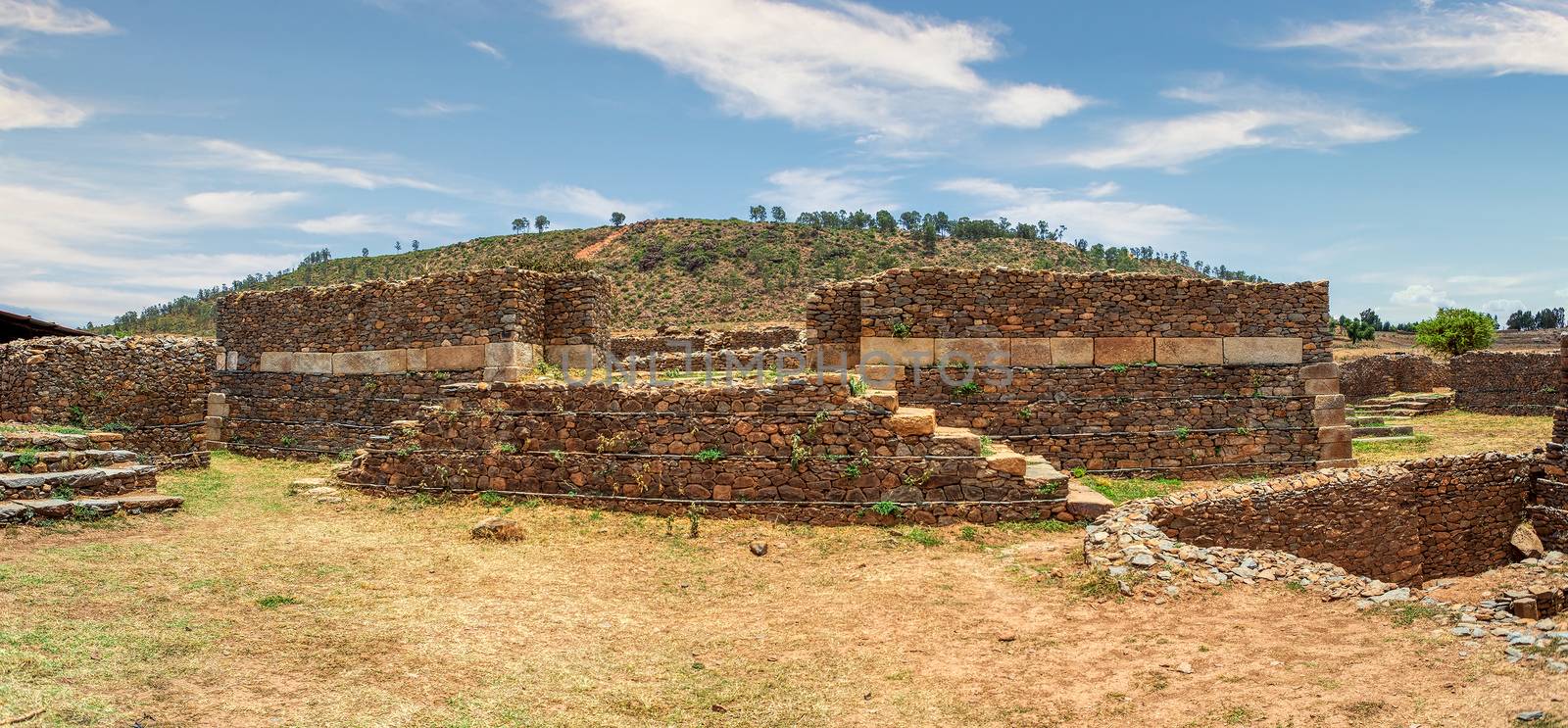 Dungur (or Dungur 'Addi Kilte) is the ruins of a substantial mansion in Aksum, Ethiopia - Ruins of the palace of the Queen Sheba, Aksum civilization at Axum city in Ethiopia. Archeology, on UNESCO world heritage site