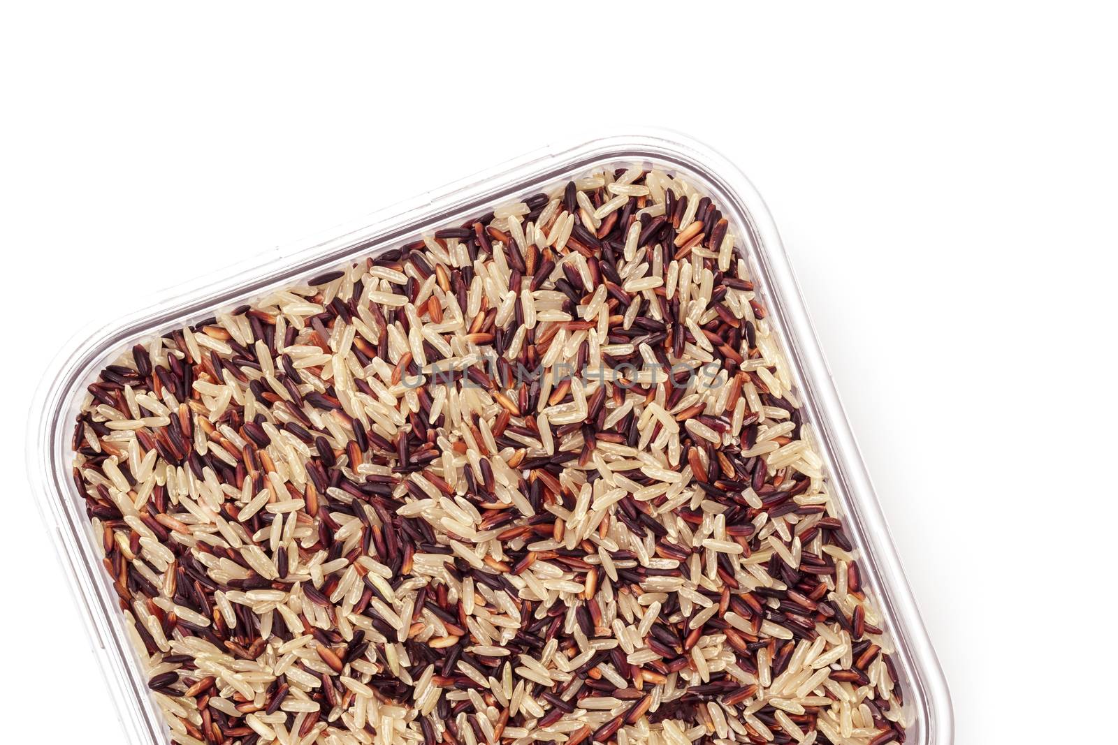 organic mixed rice on white background