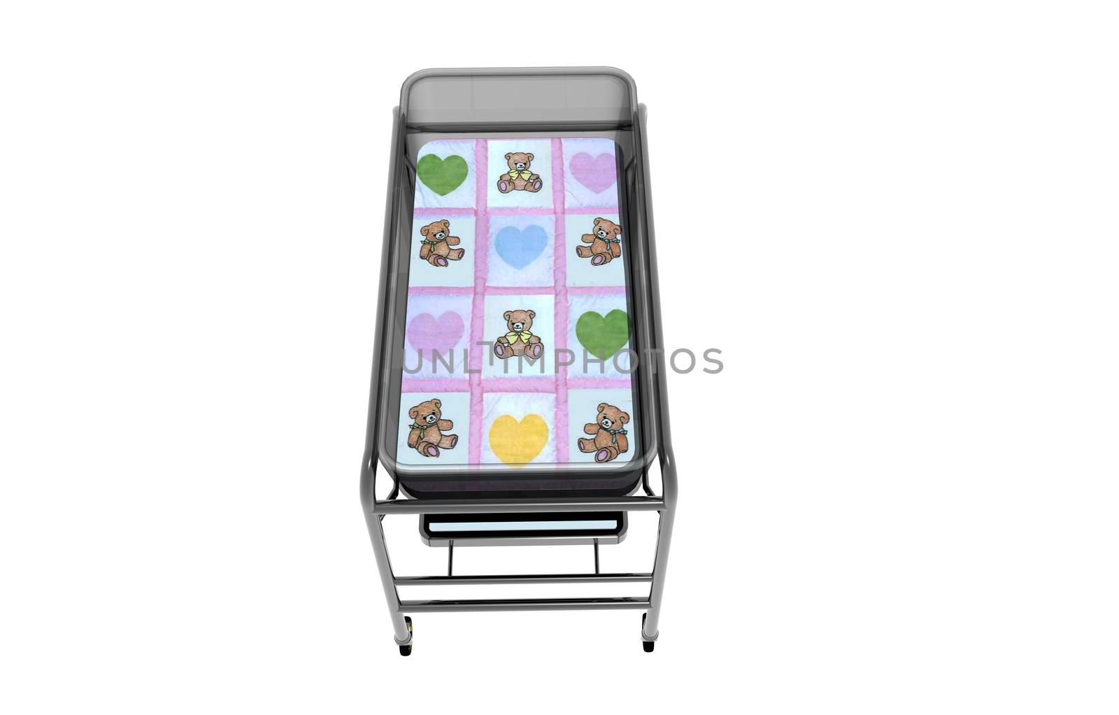 Metal changing trolley with wheels for babies by Dr-Lange