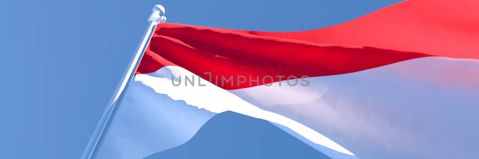 3D rendering of the national flag of Indonesia waving in the wind by butenkow