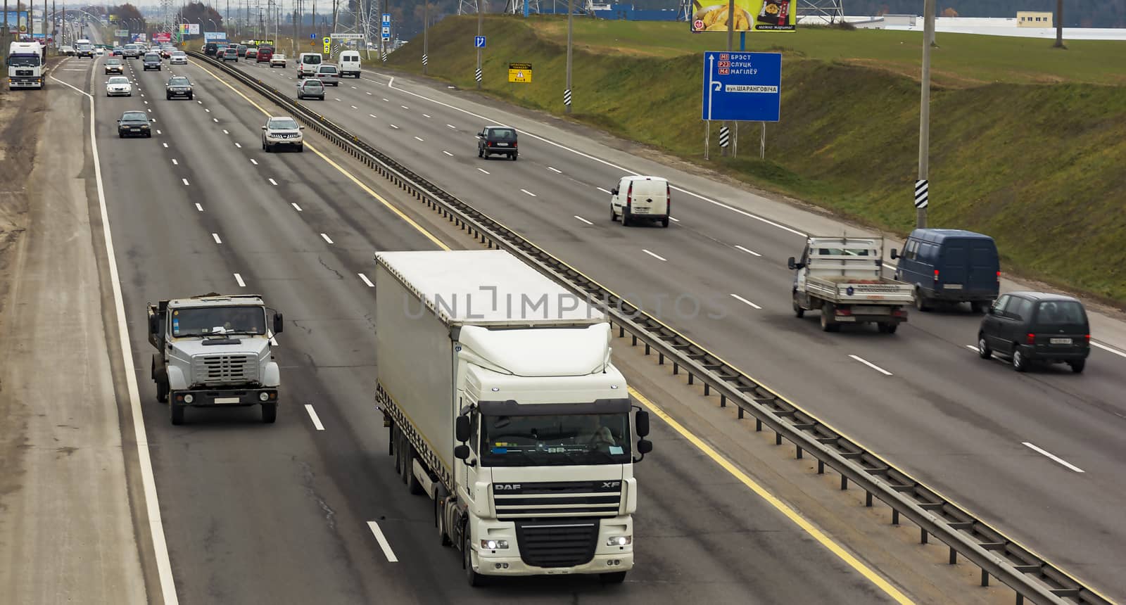 The movement of motor transport on the main road