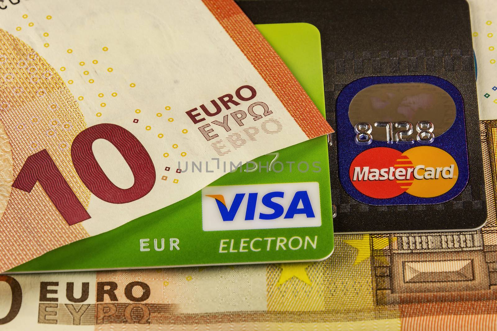 Part of bank cards Visa and Master Card and parts of the euro ba by Grommik