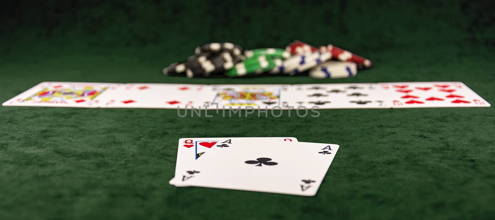 On the green baize poker is the distribution of cards by Grommik