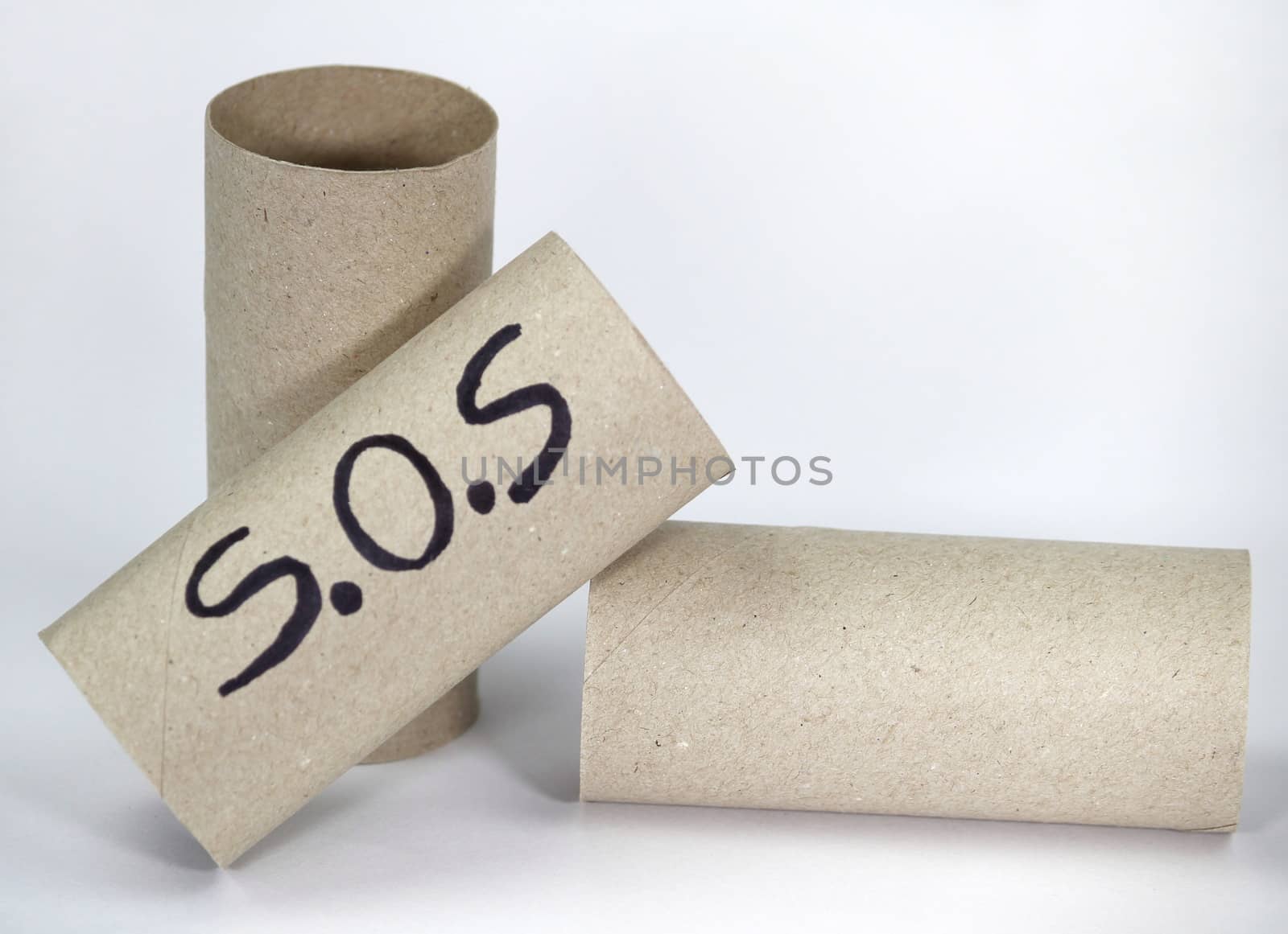 Empty toilet paper roll on white background by soniabonet