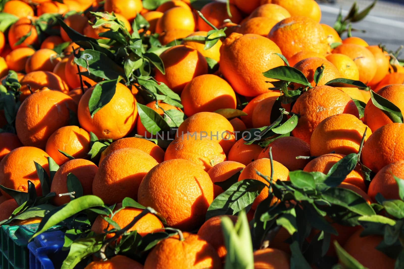 Oranges for sale at a market stall by soniabonet