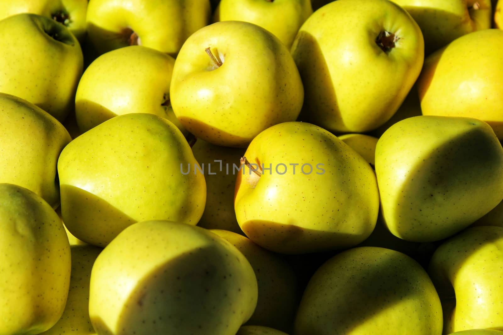 Apples for sale at a farmer market stall in Santa Pola, Alicante, Spain