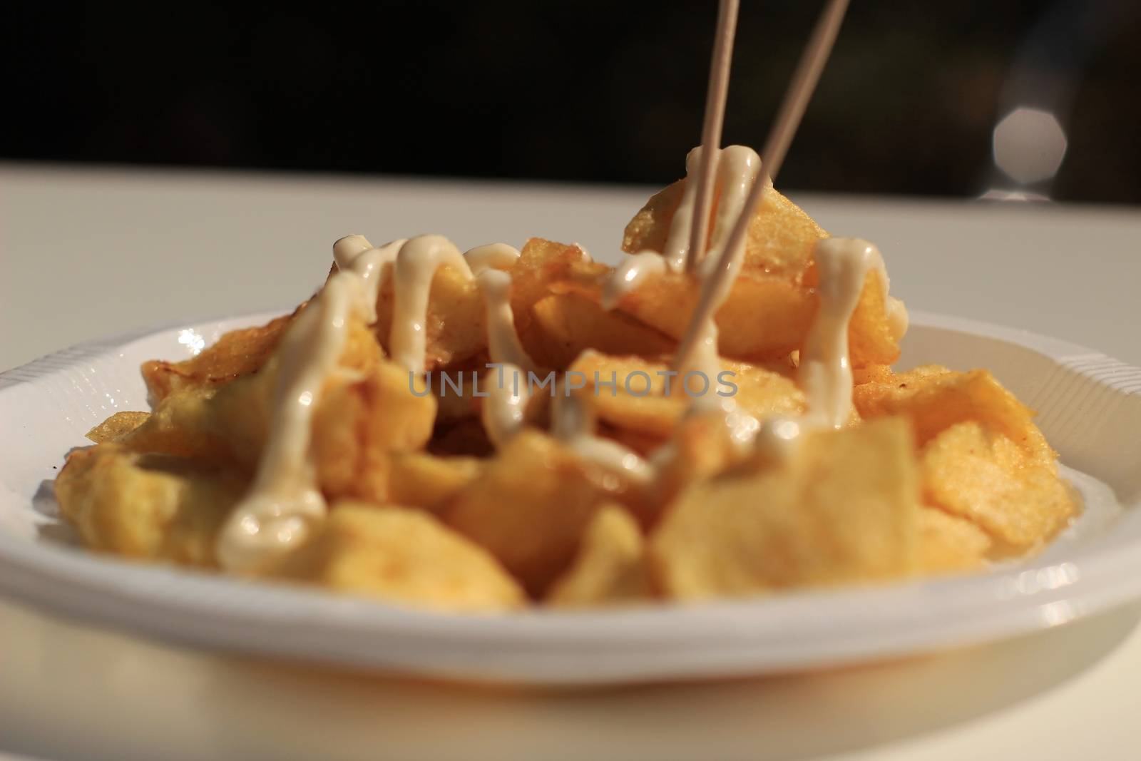 Fried potatoes Spanish style with garlic sauce by soniabonet