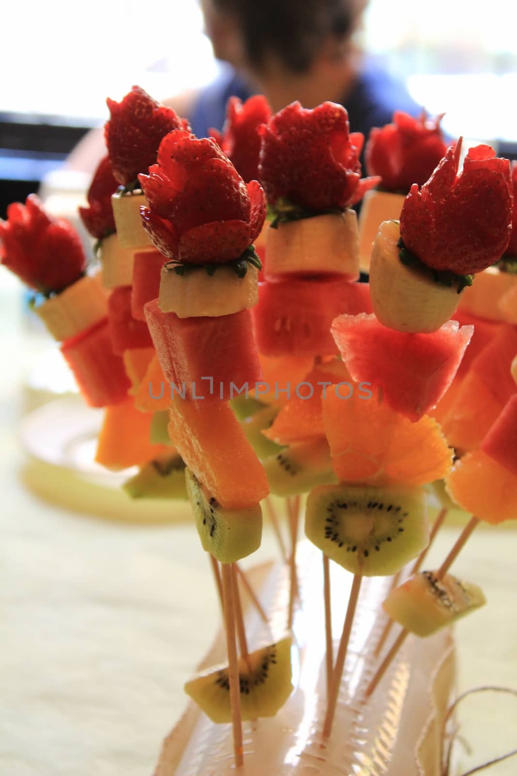 Colorful and tasty fruit skewers