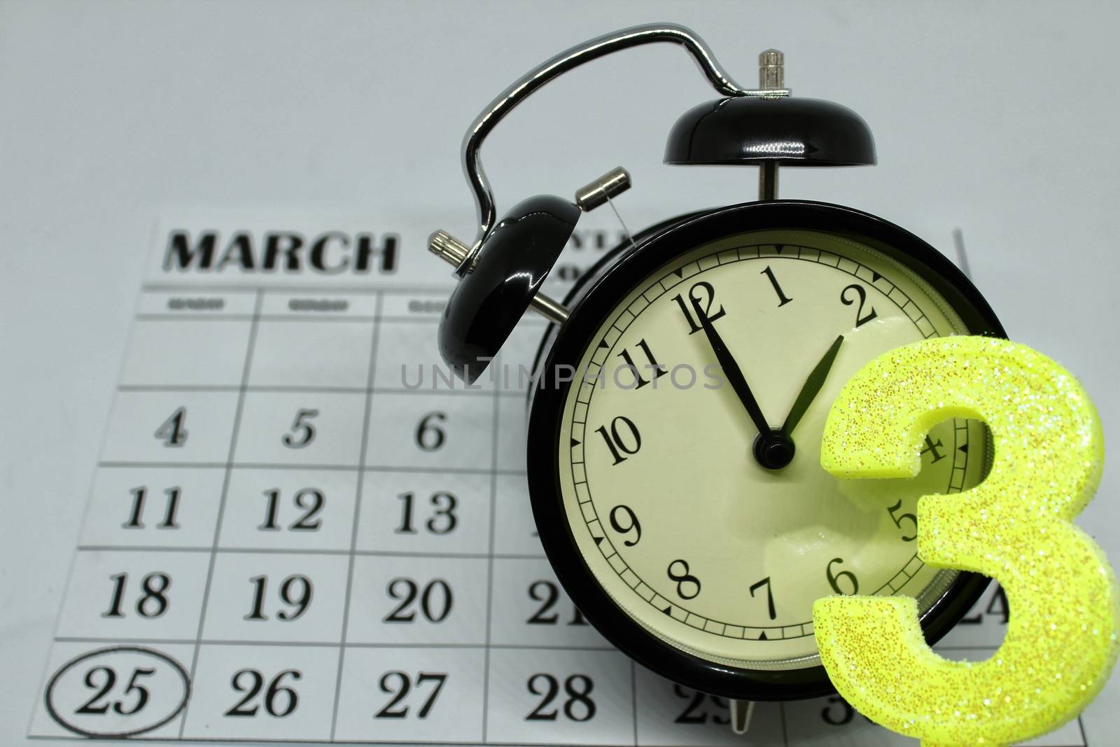Daylight Savings Spring Forward sunday at 2:00 a.m. March 25 date indicated in the calendar.