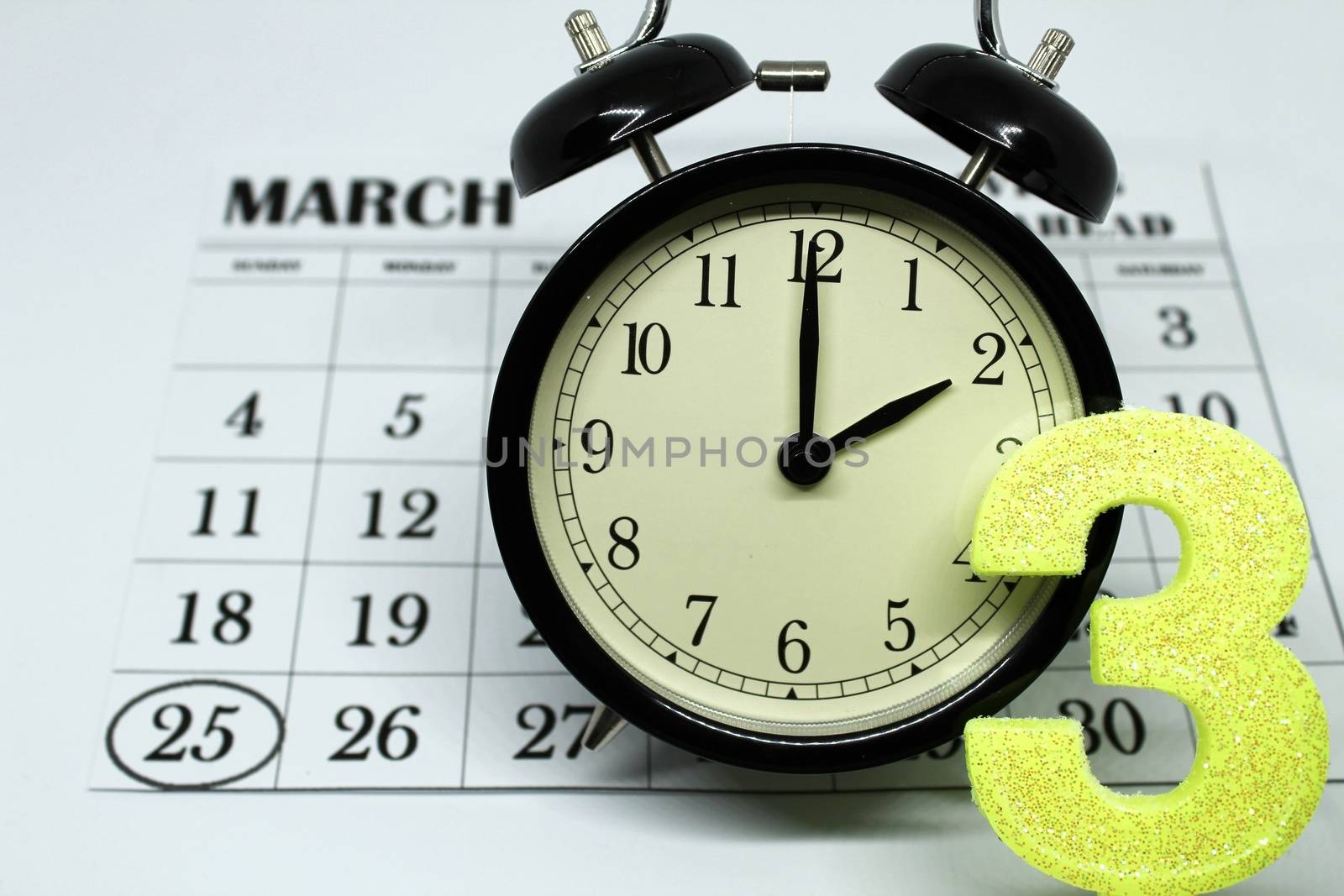 Daylight Savings Spring Forward sunday at 2:00 a.m. March 25 date indicated in the calendar.