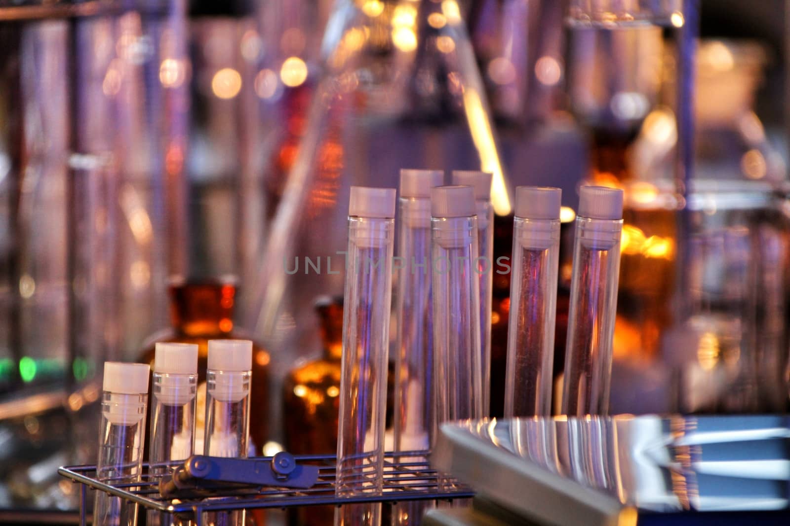 Test tubes and pots in a laboratory in Spain by soniabonet