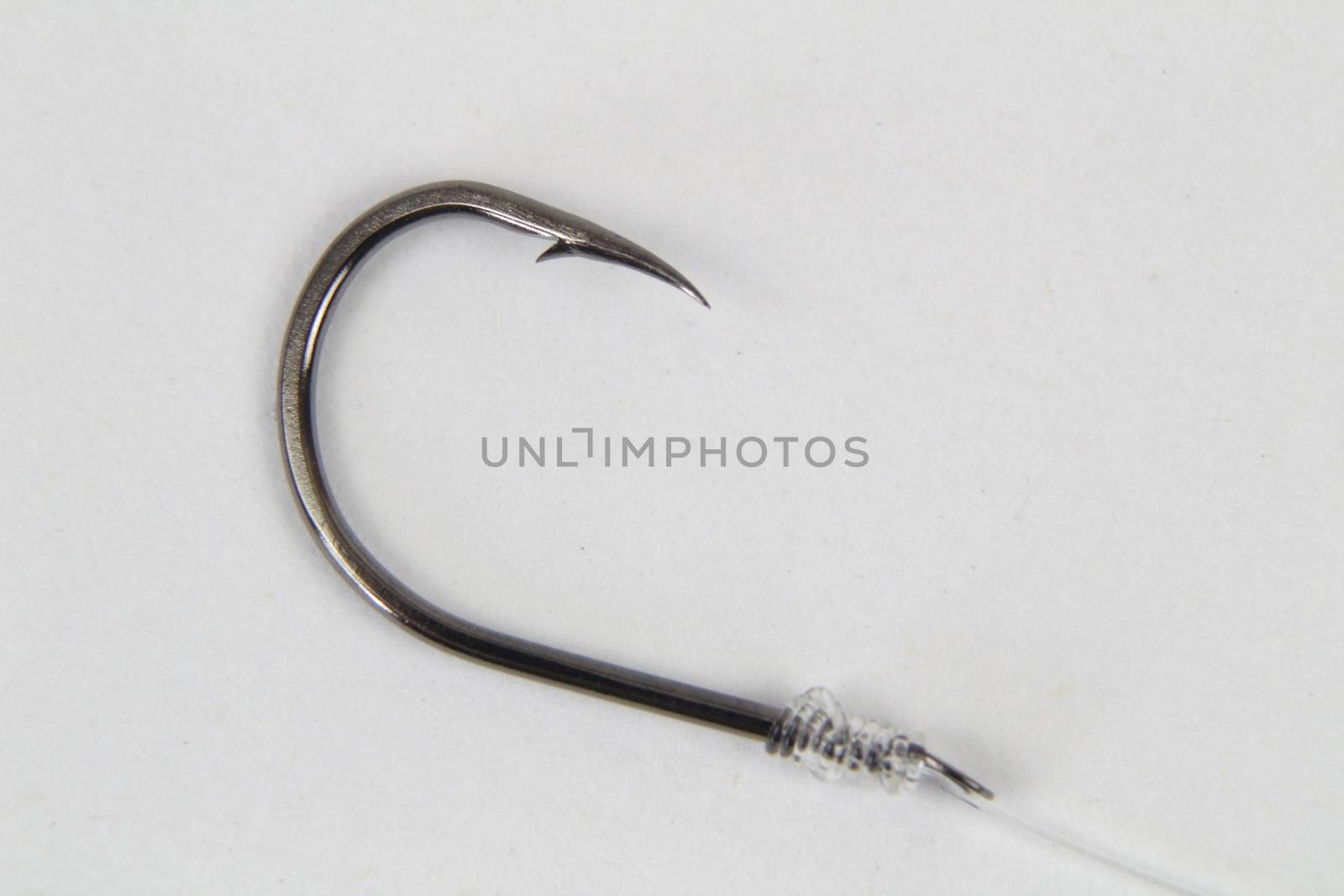 Picture of silver hook on white background