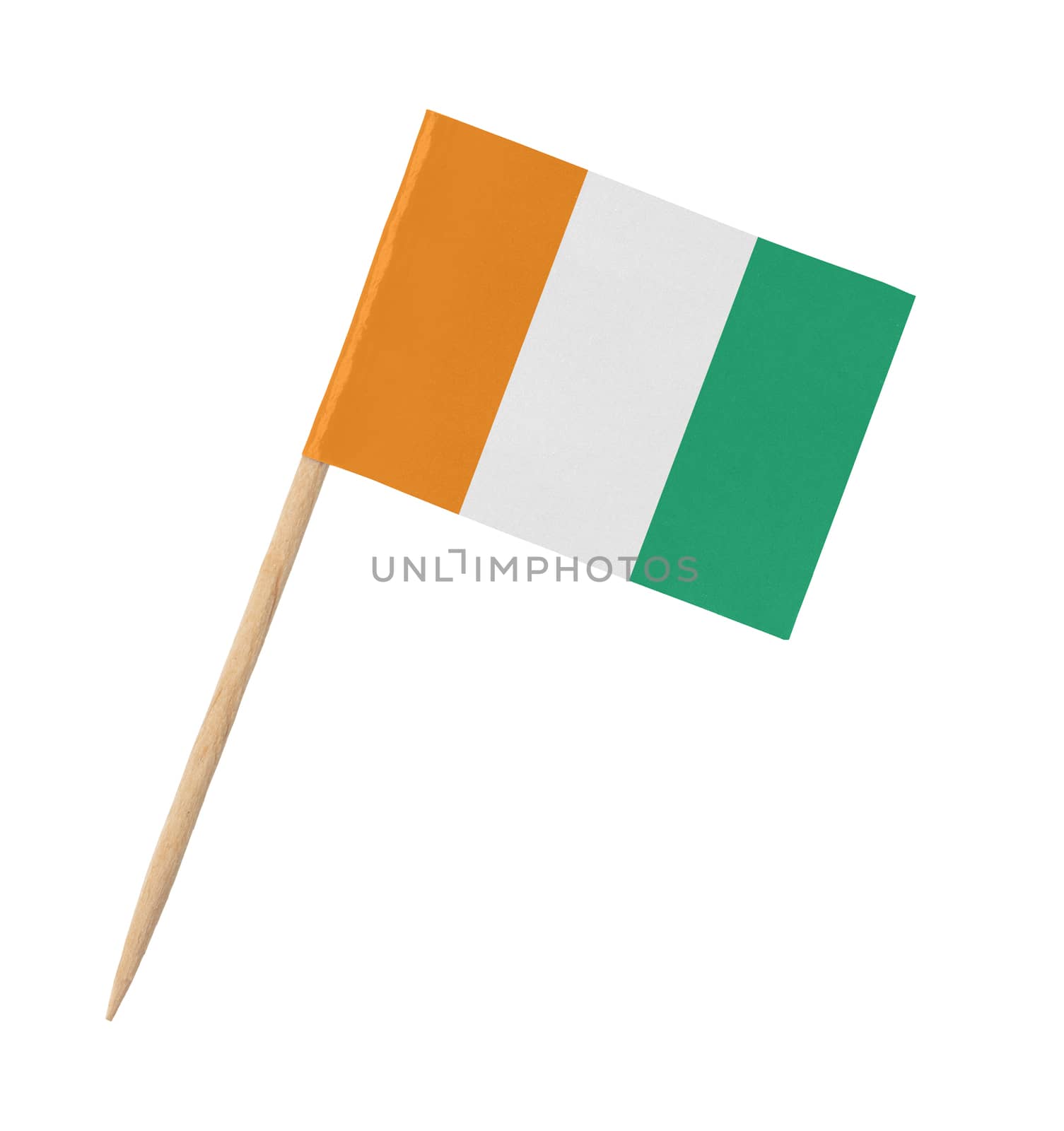 Small paper flag of Ivory Coast on wooden stick by michaklootwijk