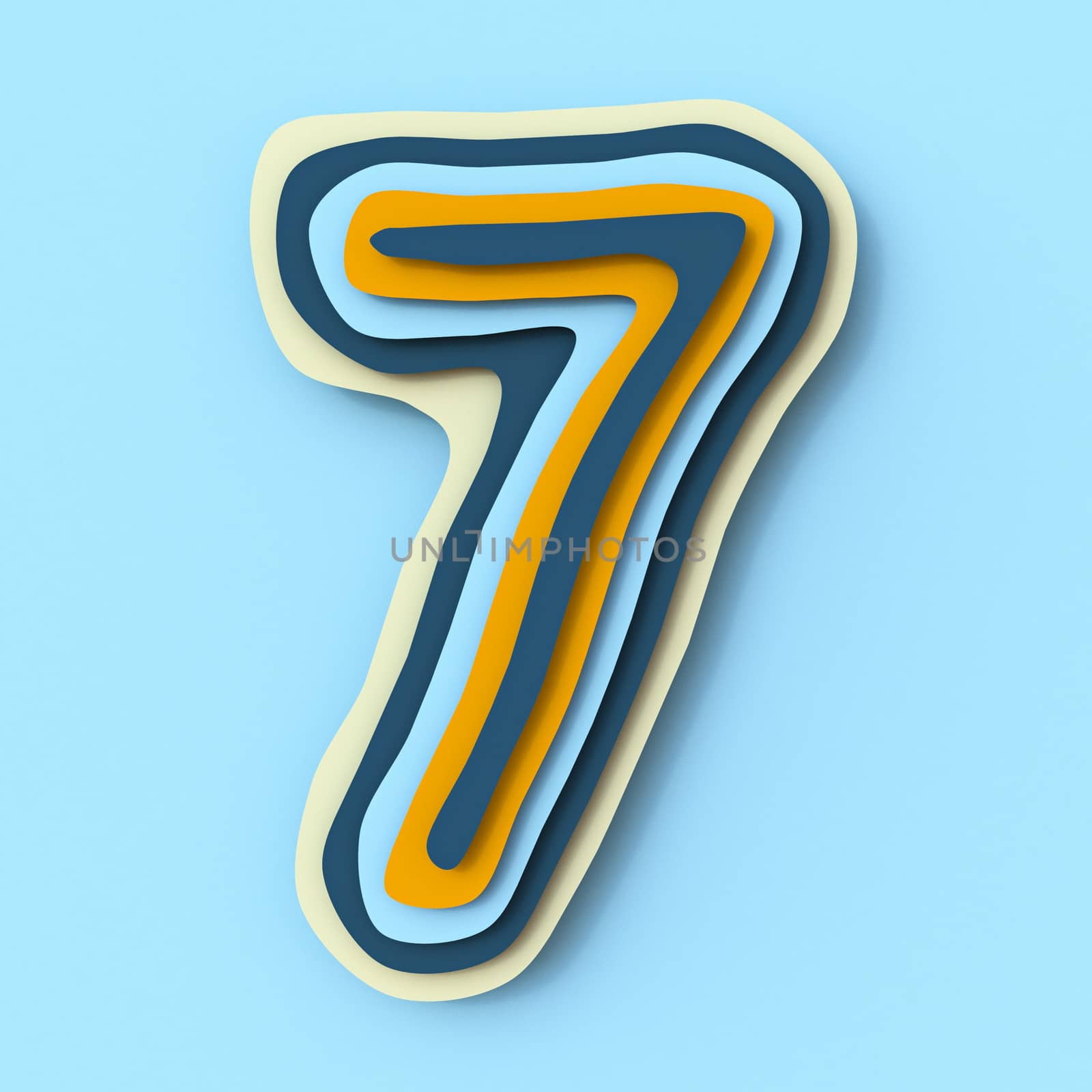 Colorful paper layers font Number 7 SEVEN 3D by djmilic